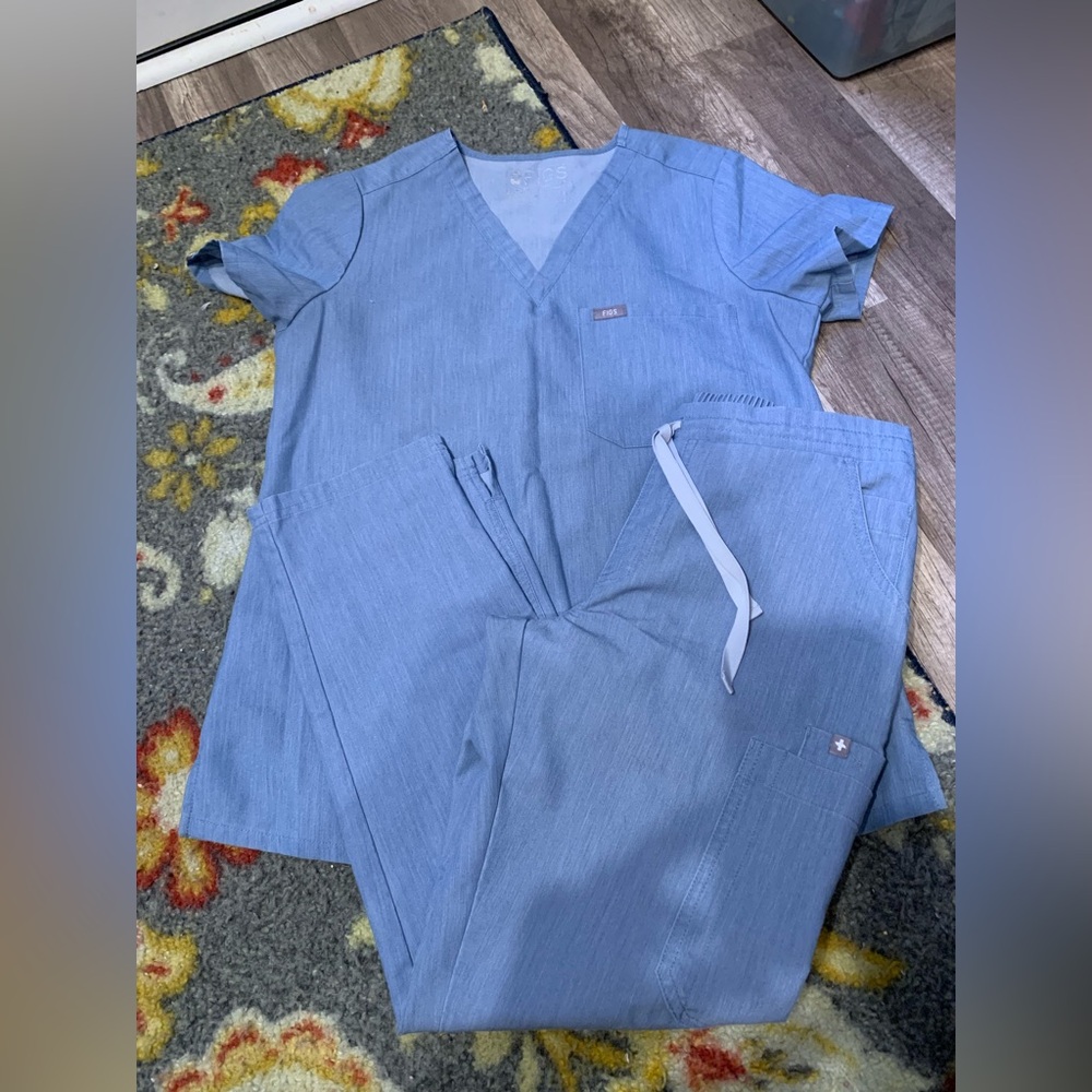 Light Blue Denim Scrubs Set by Figs